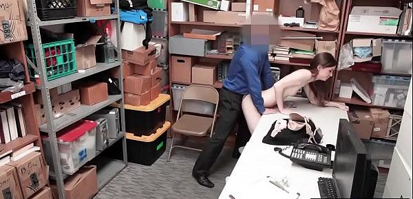  LP officer punished a skinny teens hairy pussy on CCTV